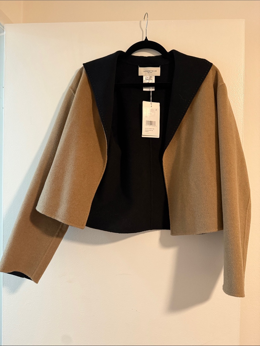 Lafayette 148 New York Camel & Black Two-Tone Trench Coat